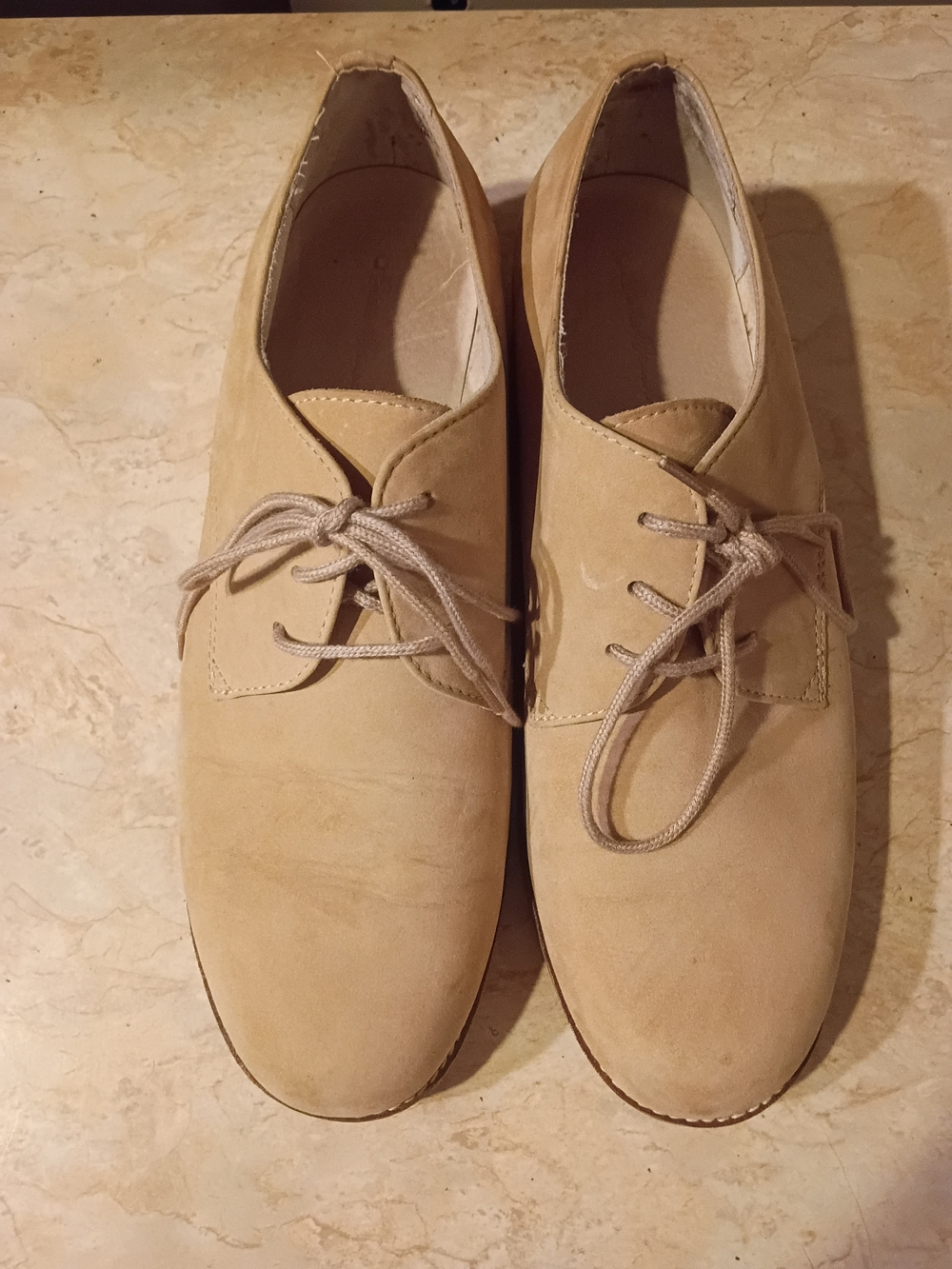 Men's Leather Lace-Up Casual Shoes in Beige